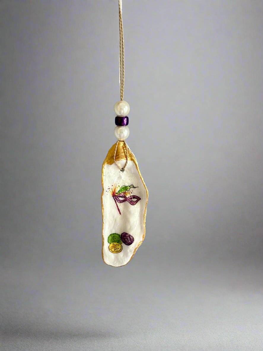 Mardi Gras Oyster Shell Ornament