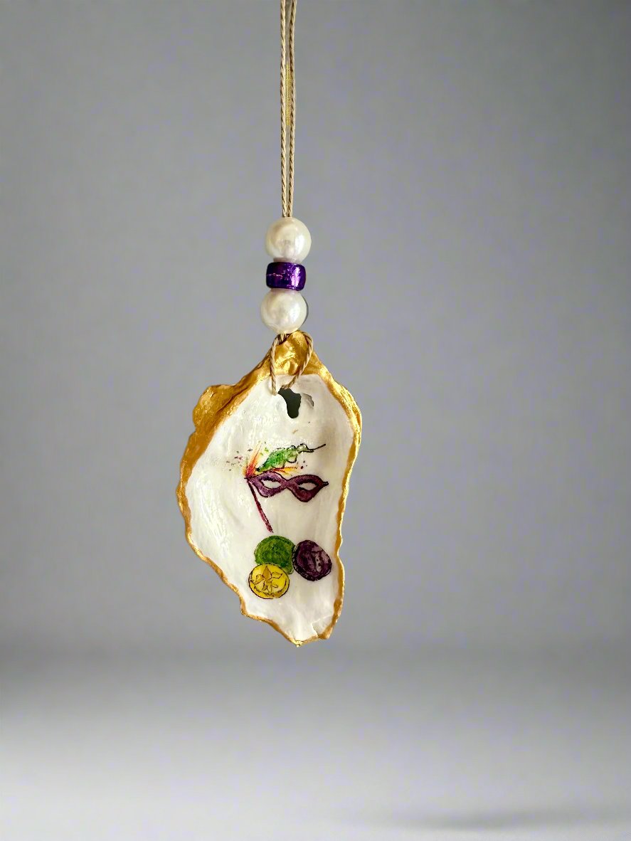 Mardi Gras Oyster Shell Ornament