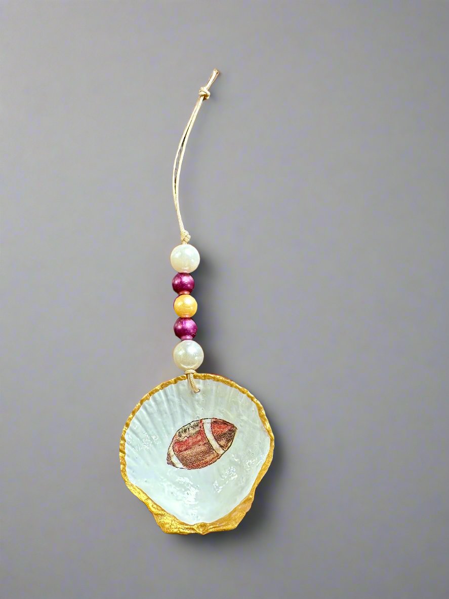 Seashell Football Ornament (Purple and Gold)